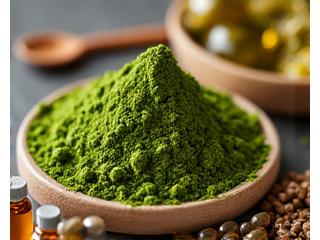 Close up of various high-quality natural ingredients like herbs and plant extracts, with a focus on purity and freshness.